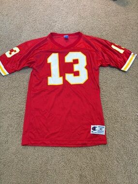 Kansas City Chiefs Champion Red Football Jersey with White/Yellow Number 13